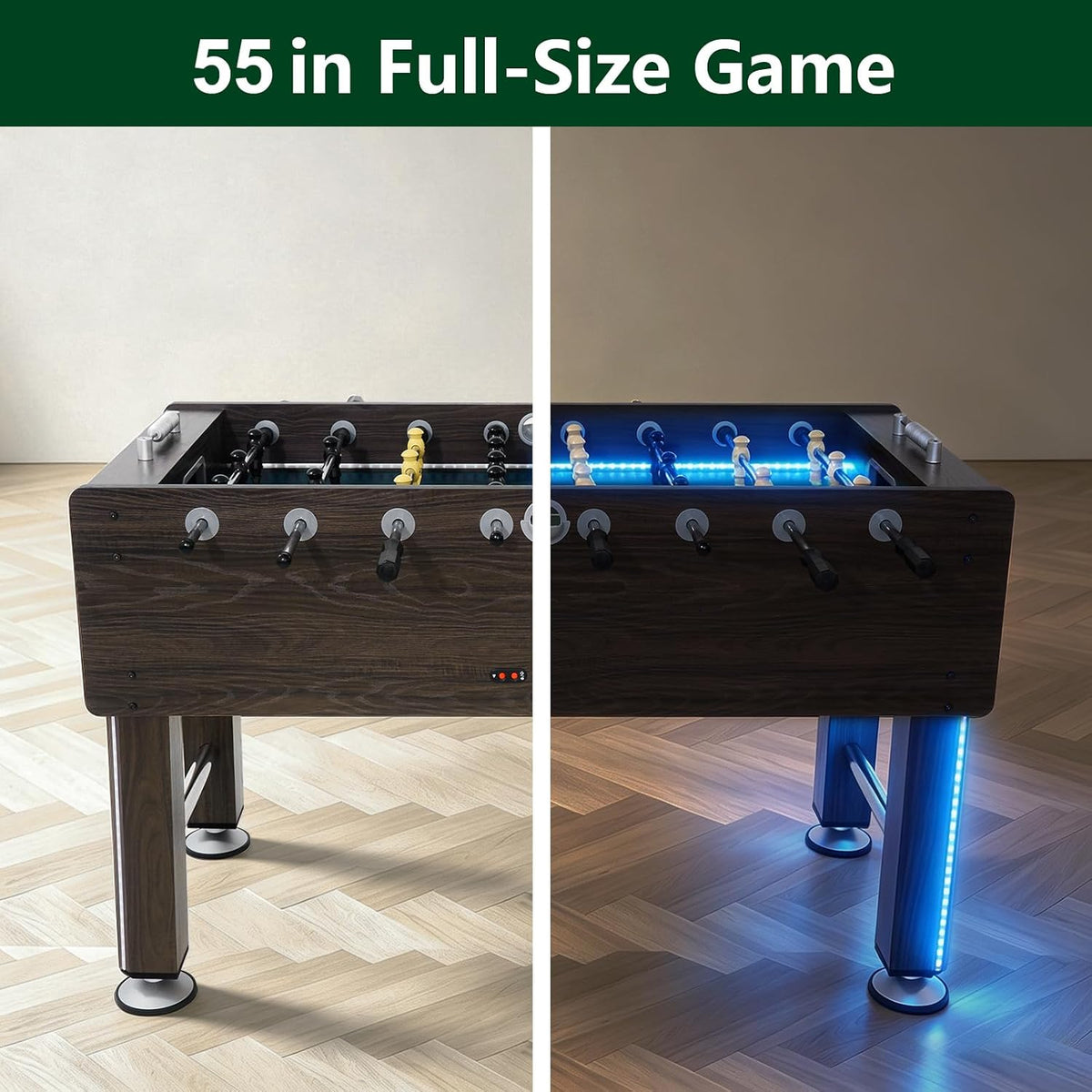 LED Foosball Table, 55 in Full Size Table Soccer Game for Adults