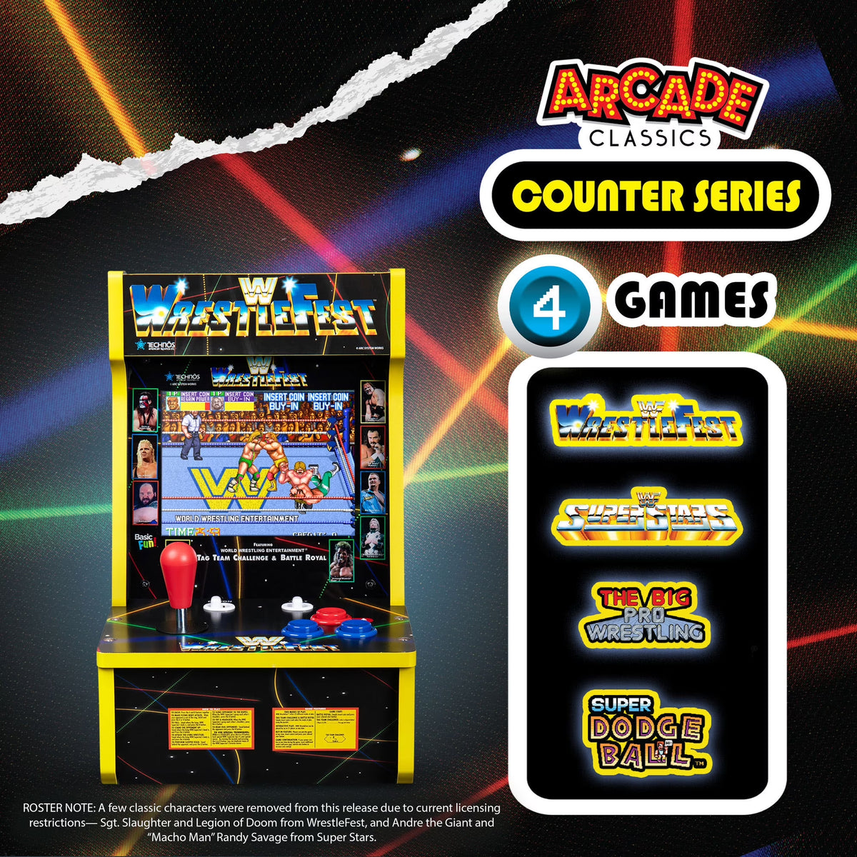 Arcade Classics WWE Counter Series Game Machine with 8" Liquid Crystal Screen & 4 Games