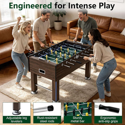 LED Foosball Table, 55 in Full Size Table Soccer Game for Adults