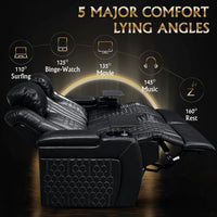 62" Genuine Leather Sectional Power Reclining Sofa with Adjustable Backrest & Footrest, Electric Control 2-Seater Couch with Storage Arm, Easy Assembly, for Home Theater, Living Room, Black