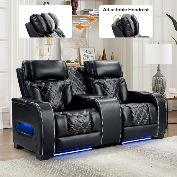 Home Theater Seating Built for Ultimate Movie Nights, Power Reclining, Adjustable Headrests, LED Lighting