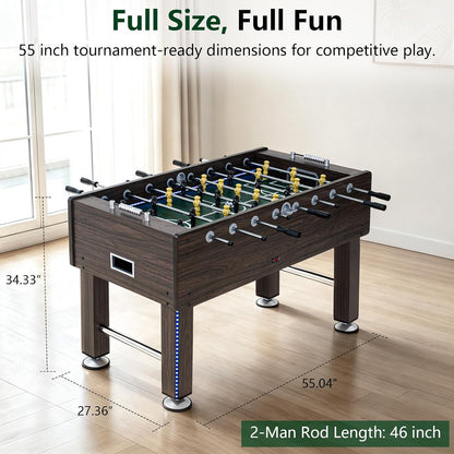 LED Foosball Table, 55 in Full Size Table Soccer Game for Adults