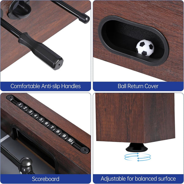 Foosball Table Built to Support Competitive Play, 54 Inch Full Size Design, Engineered Wood Construction, 2 Balls