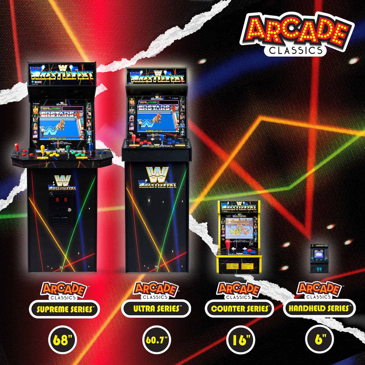 Arcade Classics WWE Counter Series Game Machine with 8" Liquid Crystal Screen & 4 Games