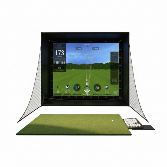 Golf Simulator Enclosure Designed for Indoor Practice, 11x8 Ft, 4K Screen, Blackout Cage, Tool-Free Setup